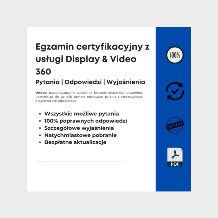 Obraz przedstawiający okładkę e-booka zatytułowanego Egzamin certyfikacyjny z usługi Display & Video 360